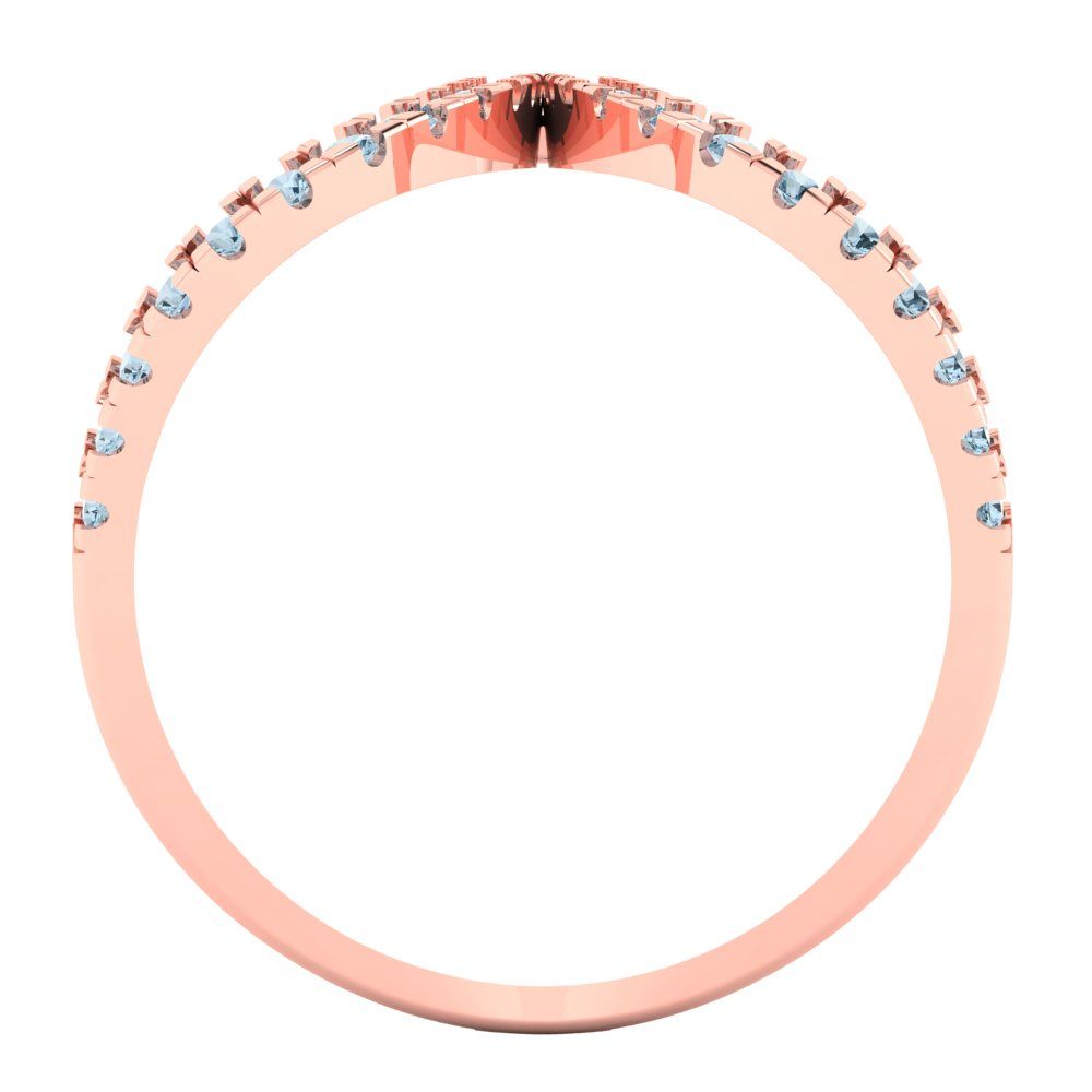 0.5 cttw Zirconia Simulated Blue Diamond Statement Engagement Ring - Solid Rose Gold (VVS1, Round Cut,1.3mm)