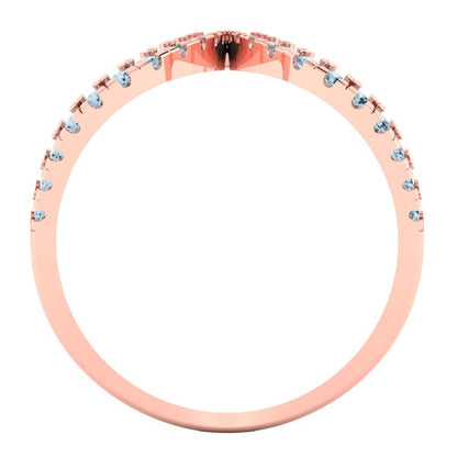 0.5 cttw Zirconia Simulated Blue Diamond Statement Engagement Ring - Solid Rose Gold (VVS1, Round Cut,1.3mm)
