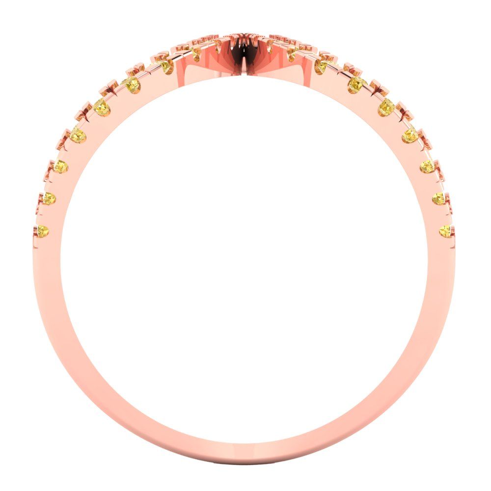 0.5 cttw Natural Citrine Statement Engagement Ring - Solid Rose Gold (VVS1, Round Cut,1.3mm)