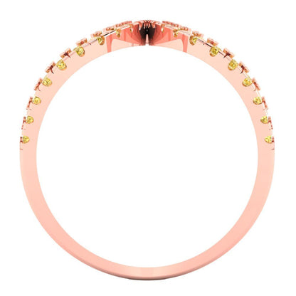 0.5 cttw Natural Citrine Statement Engagement Ring - Solid Rose Gold (VVS1, Round Cut,1.3mm)