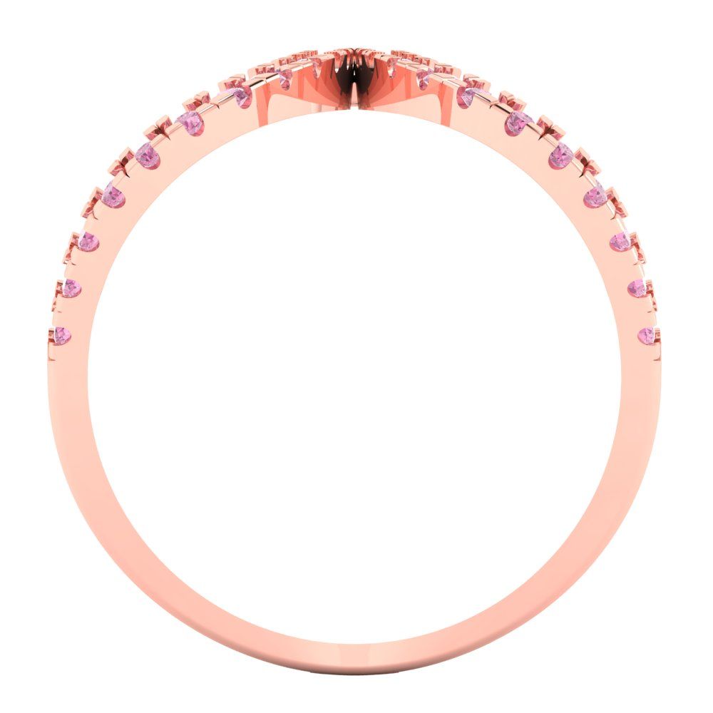 0.5 cttw Zirconia Simulated Pink Diamond Statement Engagement Ring - Solid Rose Gold (VVS1, Round Cut,1.3mm)