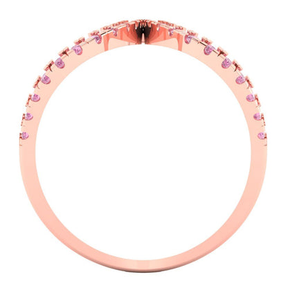 0.5 cttw Zirconia Simulated Pink Diamond Statement Engagement Ring - Solid Rose Gold (VVS1, Round Cut,1.3mm)