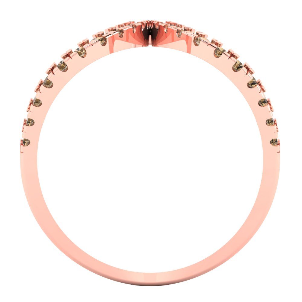 0.5 cttw Zirconia Simulated Champagne Diamond Statement Engagement Ring - Solid Rose Gold (VVS1, Round Cut,1.3mm)
