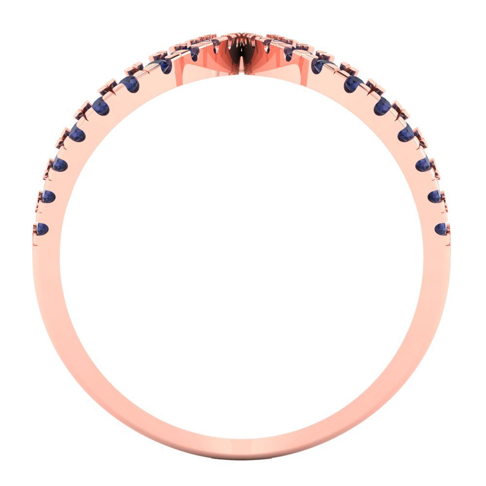 0.5 cttw Simulated Blue Sapphire Statement Engagement Ring - Solid Rose Gold (VVS1, Round Cut,1.3mm)