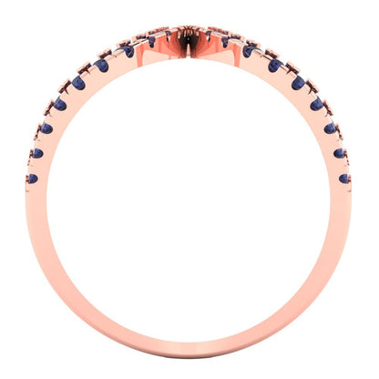 0.5 cttw Simulated Blue Sapphire Statement Engagement Ring - Solid Rose Gold (VVS1, Round Cut,1.3mm)