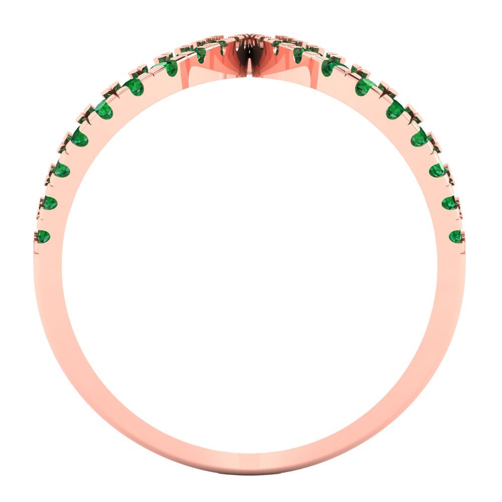 0.5 cttw Simulated Emerald Statement Engagement Ring - Solid Rose Gold (VVS1, Round Cut,1.3mm)