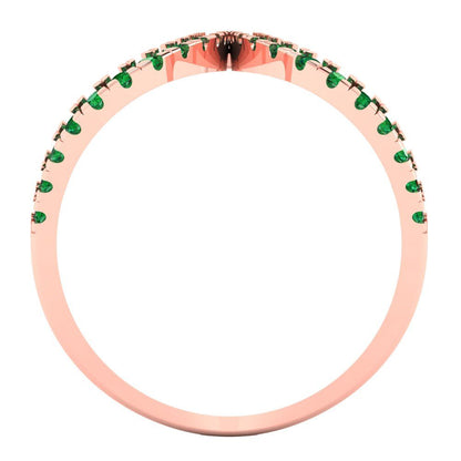 0.5 cttw Simulated Emerald Statement Engagement Ring - Solid Rose Gold (VVS1, Round Cut,1.3mm)