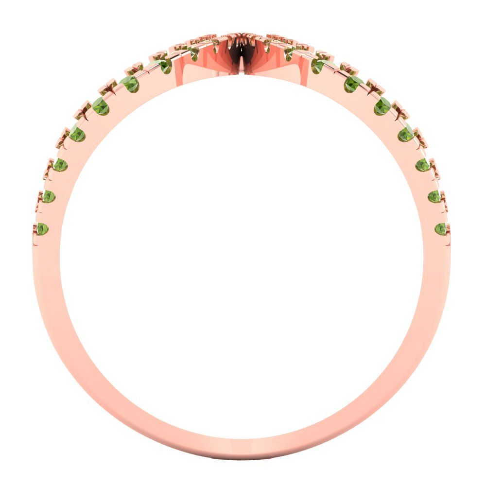 0.5 cttw Natural Peridot Statement Engagement Ring - Solid Rose Gold (VVS1, Round Cut,1.3mm)