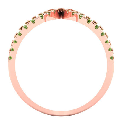 0.5 cttw Natural Peridot Statement Engagement Ring - Solid Rose Gold (VVS1, Round Cut,1.3mm)