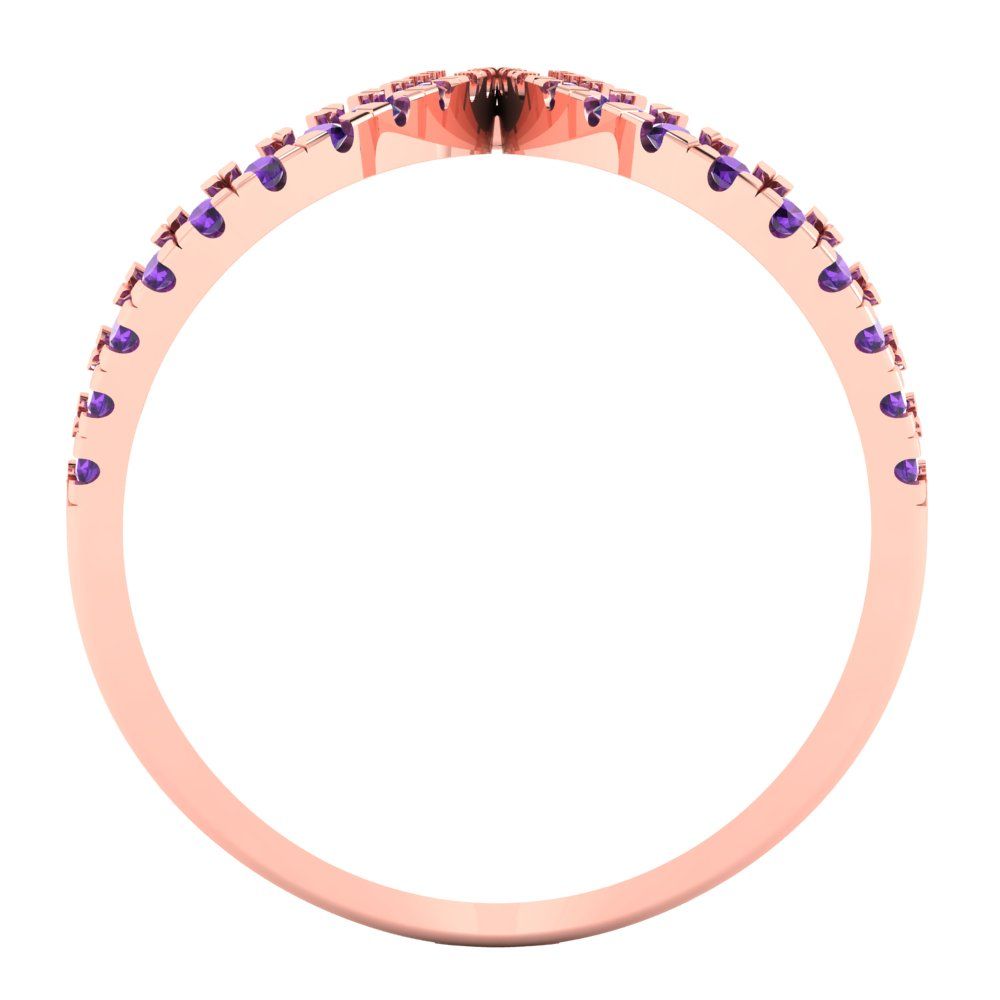 0.5 cttw Natural Amethyst Statement Engagement Ring - Solid Rose Gold (VVS1, Round Cut,1.3mm)
