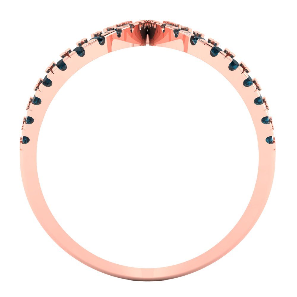 0.5 cttw Natural London Blue Topaz Statement Engagement Ring - Solid Rose Gold (VVS1, Round Cut,1.3mm)