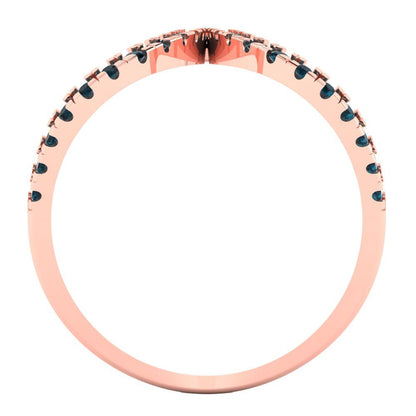 0.5 cttw Natural London Blue Topaz Statement Engagement Ring - Solid Rose Gold (VVS1, Round Cut,1.3mm)