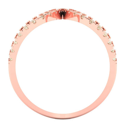0.5 cttw Natural Morganite Statement Engagement Ring - Solid Rose Gold (VVS1, Round Cut,1.3mm)