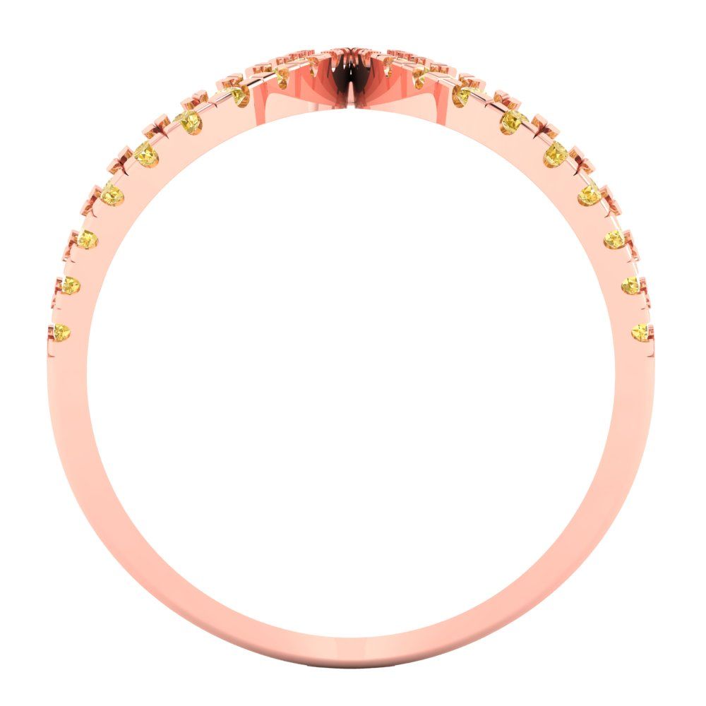 0.5 cttw Zirconia Simulated Yellow Diamond Statement Engagement Ring - Solid Rose Gold (VVS1, Round Cut,1.3mm)