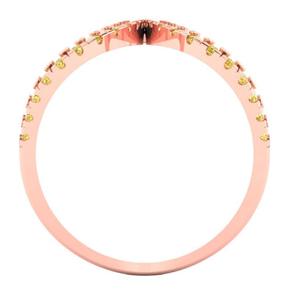 0.5 cttw Zirconia Simulated Yellow Diamond Statement Engagement Ring - Solid Rose Gold (VVS1, Round Cut,1.3mm)