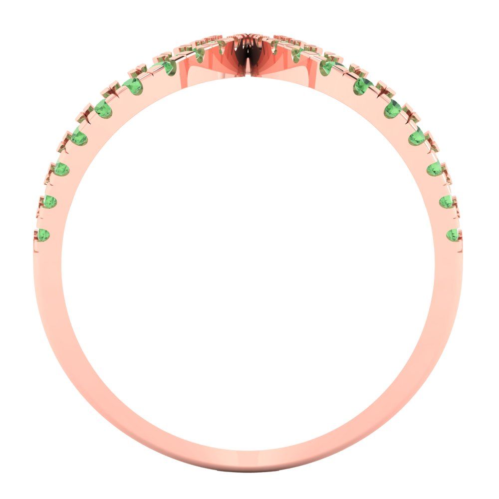 0.5 cttw Zirconia Simulated Green Diamond Statement Engagement Ring - Solid Rose Gold (VVS1, Round Cut,1.3mm)