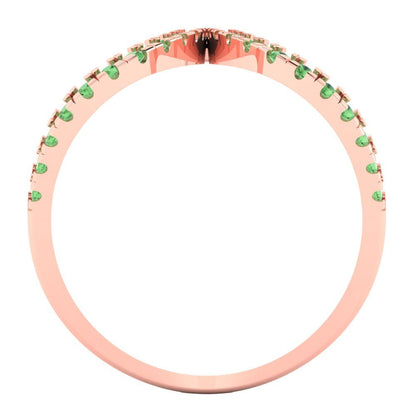 0.5 cttw Zirconia Simulated Green Diamond Statement Engagement Ring - Solid Rose Gold (VVS1, Round Cut,1.3mm)