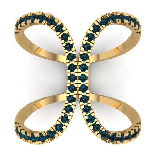 0.5 cttw Natural London Blue Topaz Statement Engagement Ring - Solid Yellow Gold (VVS1, Round Cut,1.3mm)