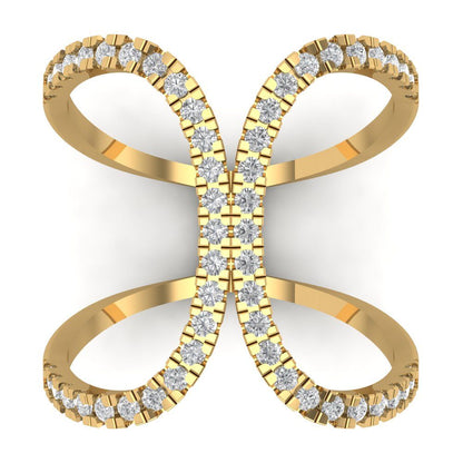 0.5 cttw Zirconia Simulated Diamond Statement Engagement Ring - Solid Yellow Gold (VVS1, Round Cut,1.3mm)