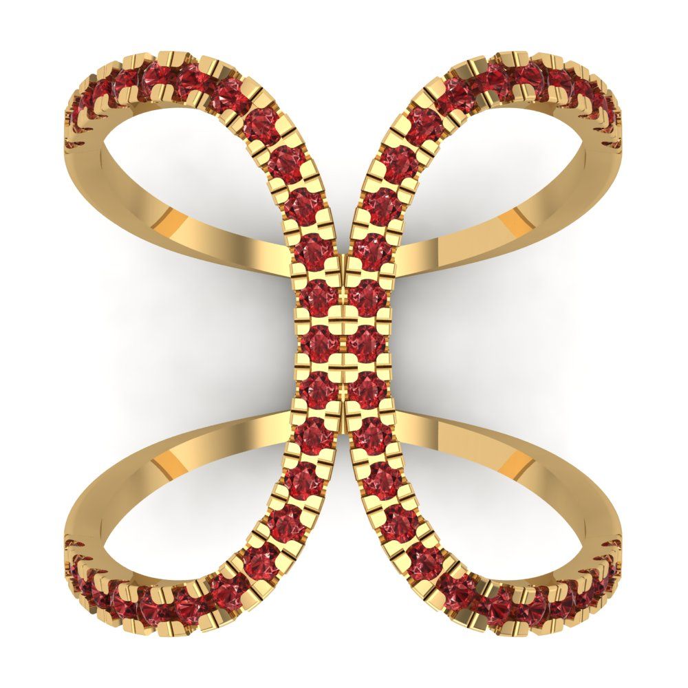 0.5 cttw Natural Garnet Statement Engagement Ring - Solid Yellow Gold (VVS1, Round Cut,1.3mm)