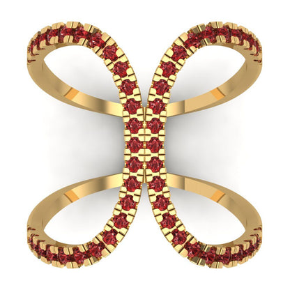 0.5 cttw Natural Garnet Statement Engagement Ring - Solid Yellow Gold (VVS1, Round Cut,1.3mm)