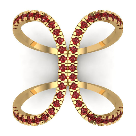 0.5 cttw Natural Garnet Statement Engagement Ring - Solid Yellow Gold (VVS1, Round Cut,1.3mm)