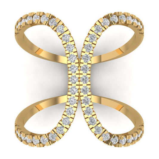 0.5 cttw Moissanite Statement Engagement Ring - Solid Yellow Gold (VVS1, Round Cut,1.3mm)