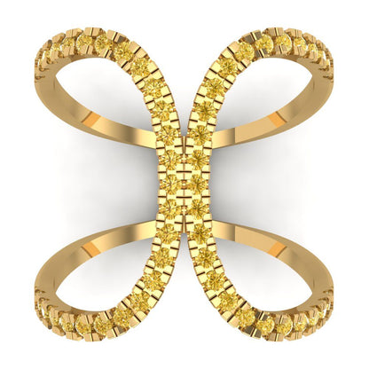 0.5 cttw Natural Citrine Statement Engagement Ring - Solid Yellow Gold (VVS1, Round Cut,1.3mm)