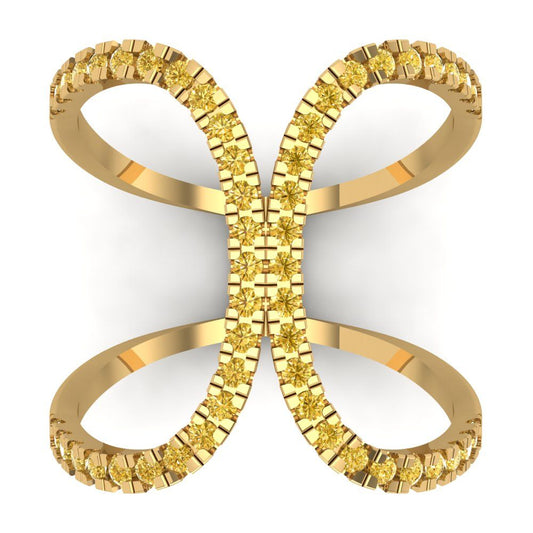 0.5 cttw Natural Citrine Statement Engagement Ring - Solid Yellow Gold (VVS1, Round Cut,1.3mm)