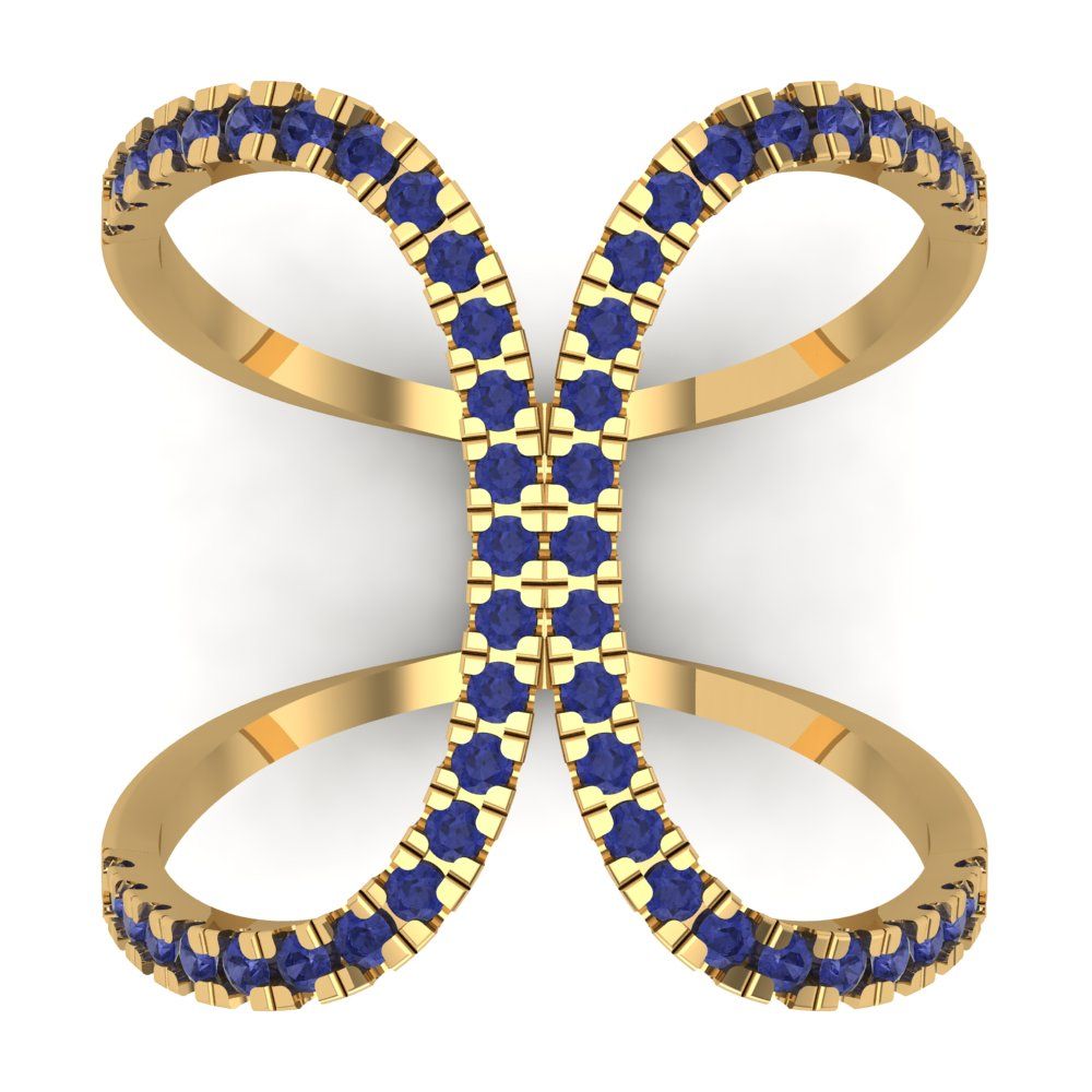 0.5 cttw Simulated Tanzanite Statement Engagement Ring - Solid Yellow Gold (VVS1, Round Cut,1.3mm)