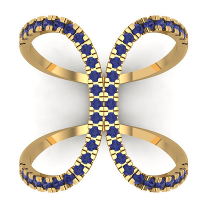 0.5 cttw Simulated Tanzanite Statement Engagement Ring - Solid Yellow Gold (VVS1, Round Cut,1.3mm)