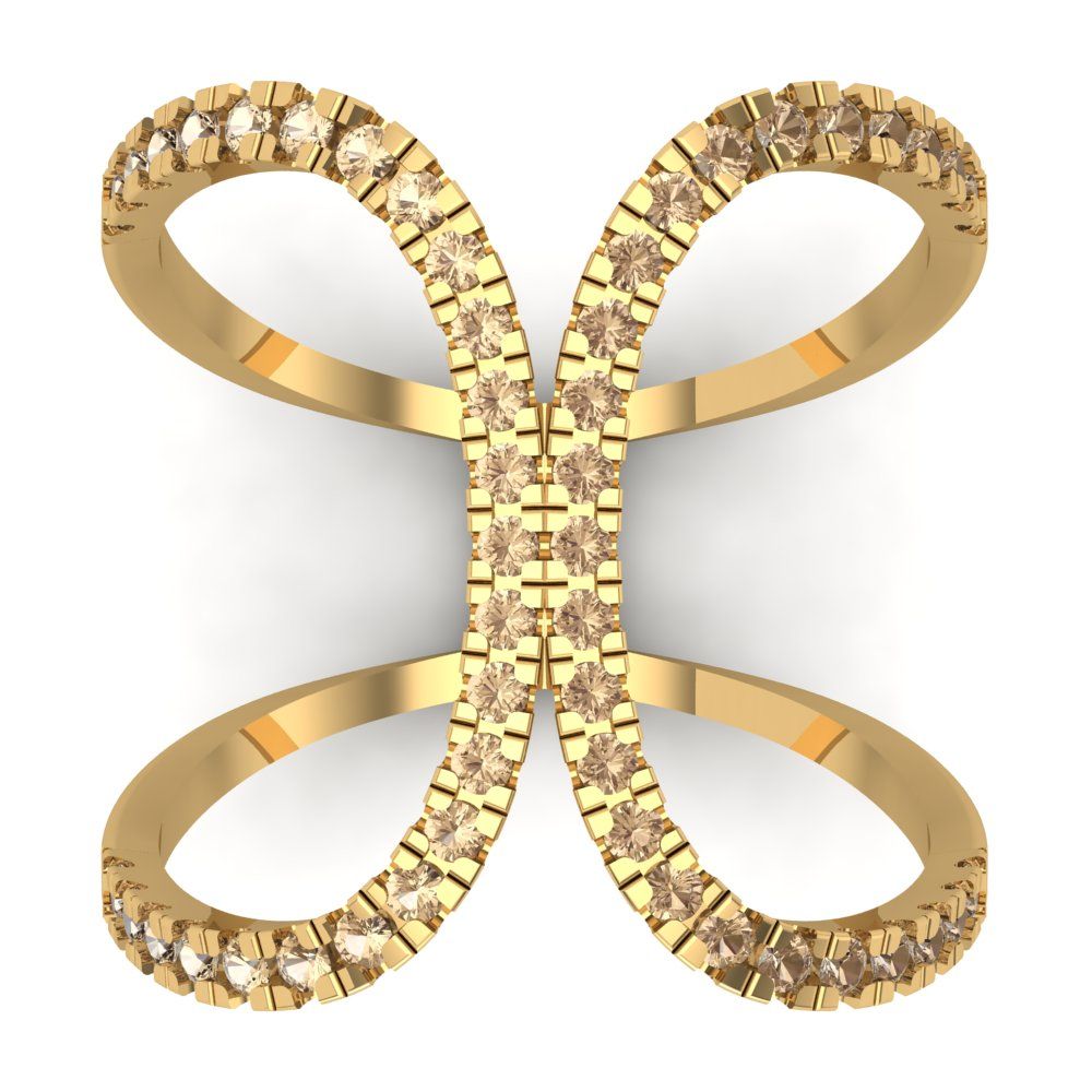 0.5 cttw Yellow Moissanite Statement Engagement Ring - Solid Yellow Gold (VVS1, Round Cut,1.3mm)