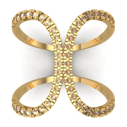 0.5 cttw Yellow Moissanite Statement Engagement Ring - Solid Yellow Gold (VVS1, Round Cut,1.3mm)