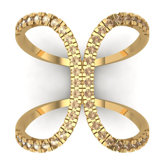 0.5 cttw Yellow Moissanite Statement Engagement Ring - Solid Yellow Gold (VVS1, Round Cut,1.3mm)