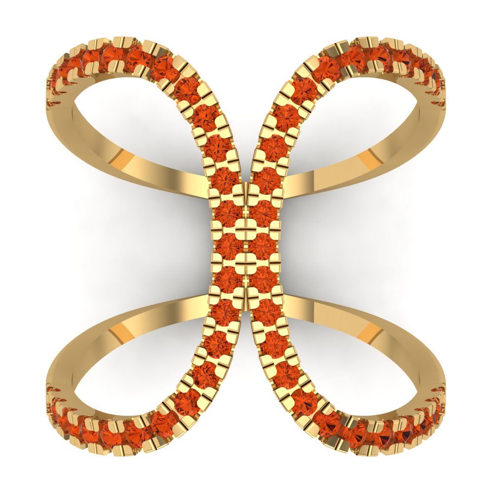 0.5 cttw Zirconia Simulated Red Diamond Statement Engagement Ring - Solid Yellow Gold (VVS1, Round Cut,1.3mm)