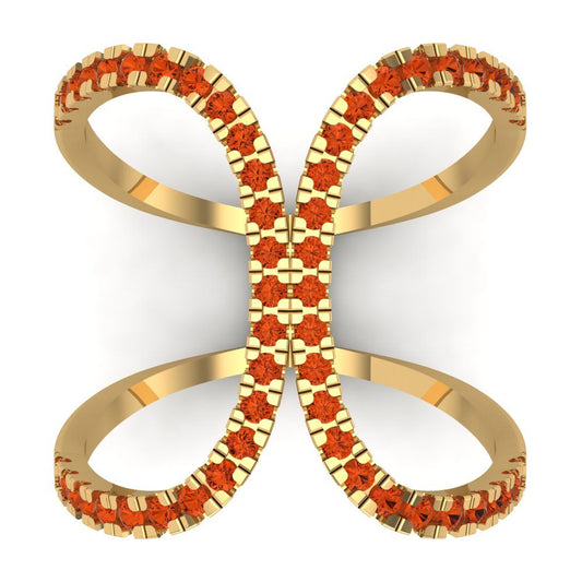 0.5 cttw Zirconia Simulated Red Diamond Statement Engagement Ring - Solid Yellow Gold (VVS1, Round Cut,1.3mm)