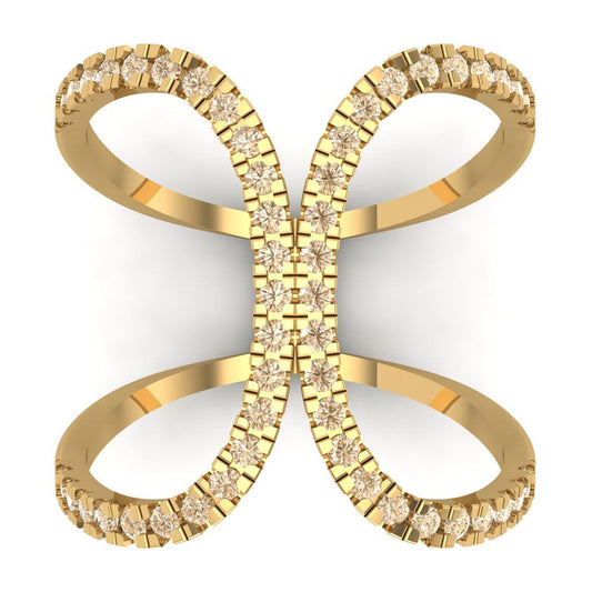 0.5 cttw Natural Morganite Statement Engagement Ring - Solid Yellow Gold (VVS1, Round Cut,1.3mm)