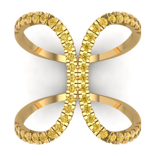0.5 cttw Zirconia Simulated Yellow Diamond Statement Engagement Ring - Solid Yellow Gold (VVS1, Round Cut,1.3mm)