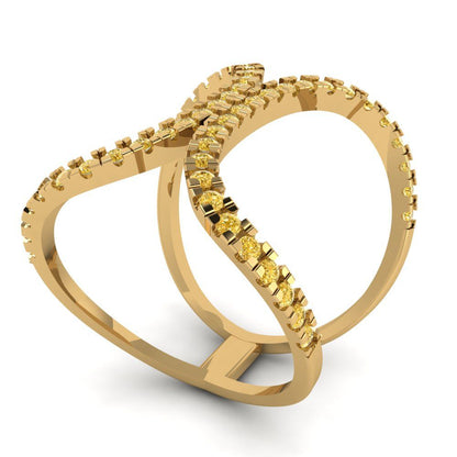 0.5 cttw Zirconia Simulated Yellow Diamond Statement Engagement Ring - Solid Yellow Gold (VVS1, Round Cut,1.3mm)