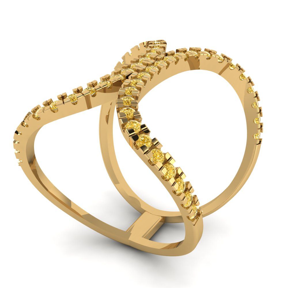 0.5 cttw Yellow Moissanite Statement Engagement Ring - Solid Yellow Gold (VVS1, Round Cut,1.3mm)