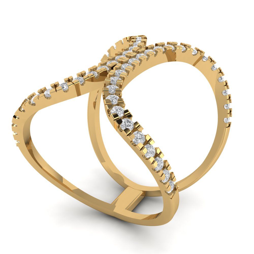 0.5 cttw Moissanite Statement Engagement Ring - Solid Yellow Gold (VVS1, Round Cut,1.3mm)