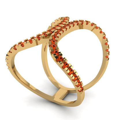 0.5 cttw Zirconia Simulated Red Diamond Statement Engagement Ring - Solid Yellow Gold (VVS1, Round Cut,1.3mm)