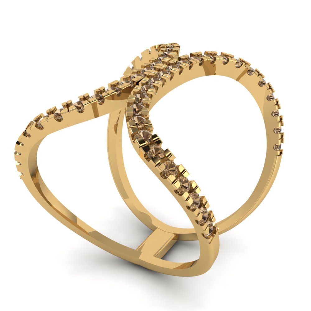 0.5 cttw Zirconia Simulated Champagne Diamond Statement Engagement Ring - Solid Yellow Gold (VVS1, Round Cut,1.3mm)