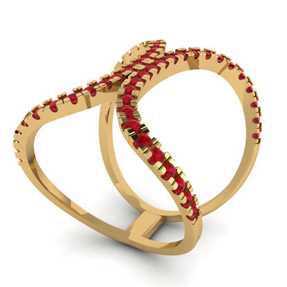 0.5 cttw Simulated Pink Tourmaline Statement Engagement Ring - Solid Yellow Gold (VVS1, Round Cut,1.3mm)