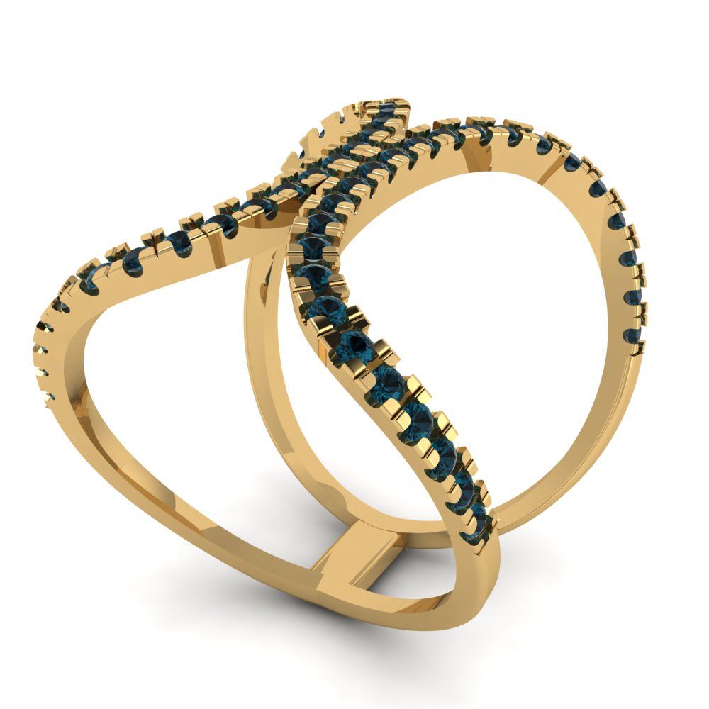 0.5 cttw Natural London Blue Topaz Statement Engagement Ring - Solid Yellow Gold (VVS1, Round Cut,1.3mm)