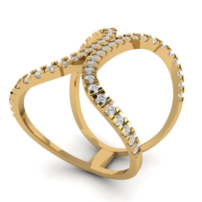 0.5 cttw Zirconia Simulated Diamond Statement Engagement Ring - Solid Yellow Gold (VVS1, Round Cut,1.3mm)