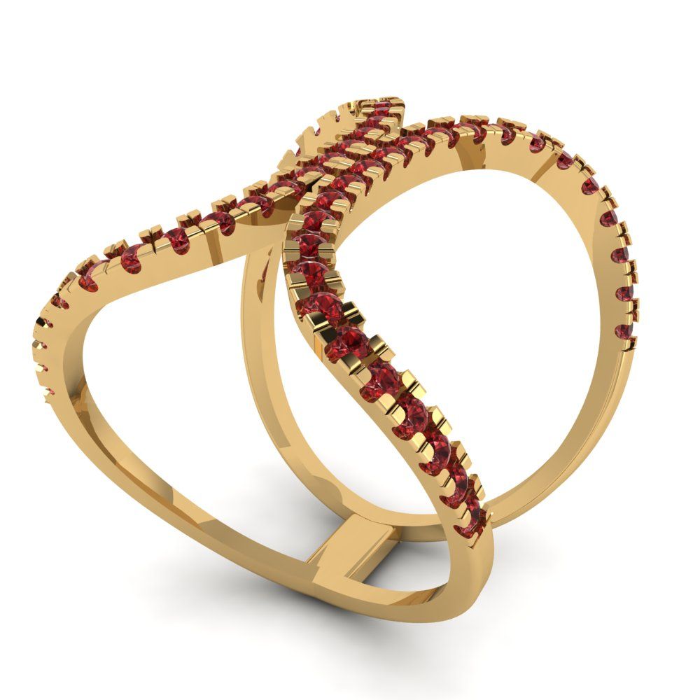 0.5 cttw Natural Garnet Statement Engagement Ring - Solid Yellow Gold (VVS1, Round Cut,1.3mm)