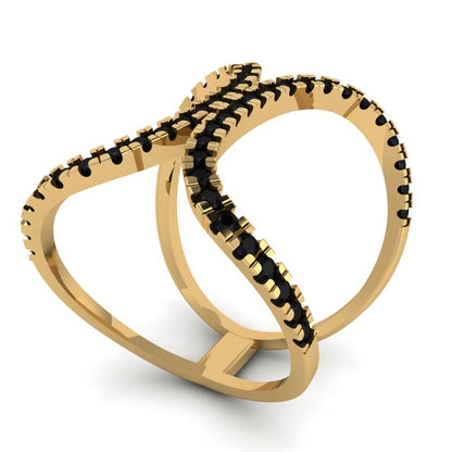 0.5 cttw Natural Onyx Statement Engagement Ring - Solid Yellow Gold (VVS1, Round Cut,1.3mm)