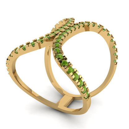 0.5 cttw Natural Peridot Statement Engagement Ring - Solid Yellow Gold (VVS1, Round Cut,1.3mm)