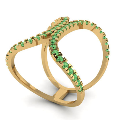 0.5 cttw Zirconia Simulated Green Diamond Statement Engagement Ring - Solid Yellow Gold (VVS1, Round Cut,1.3mm)